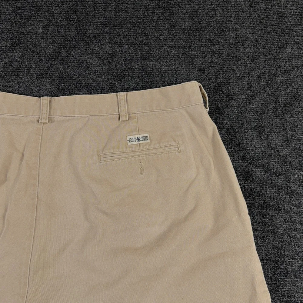 Polo Ralph Lauren Chino Shorts Pleated Cotton Twill 42 Khaki Tan Mens Casual‎